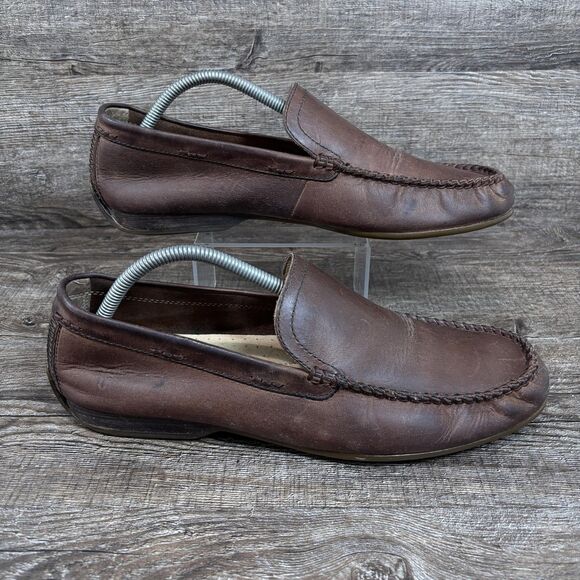 Frye Lewis Venetian Moccasin Loafers Men\'s 10.5 Brown Leather Slip On Shoes